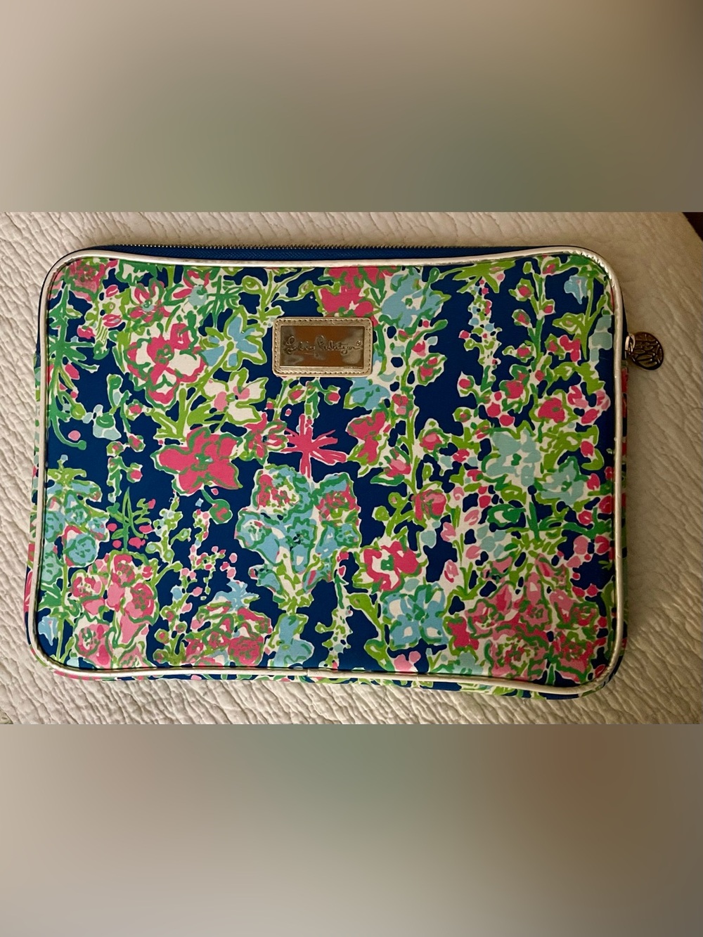 Lilly Pulitzer Navy Floral Computer/Tablet Case 10.5 x 14 inches
